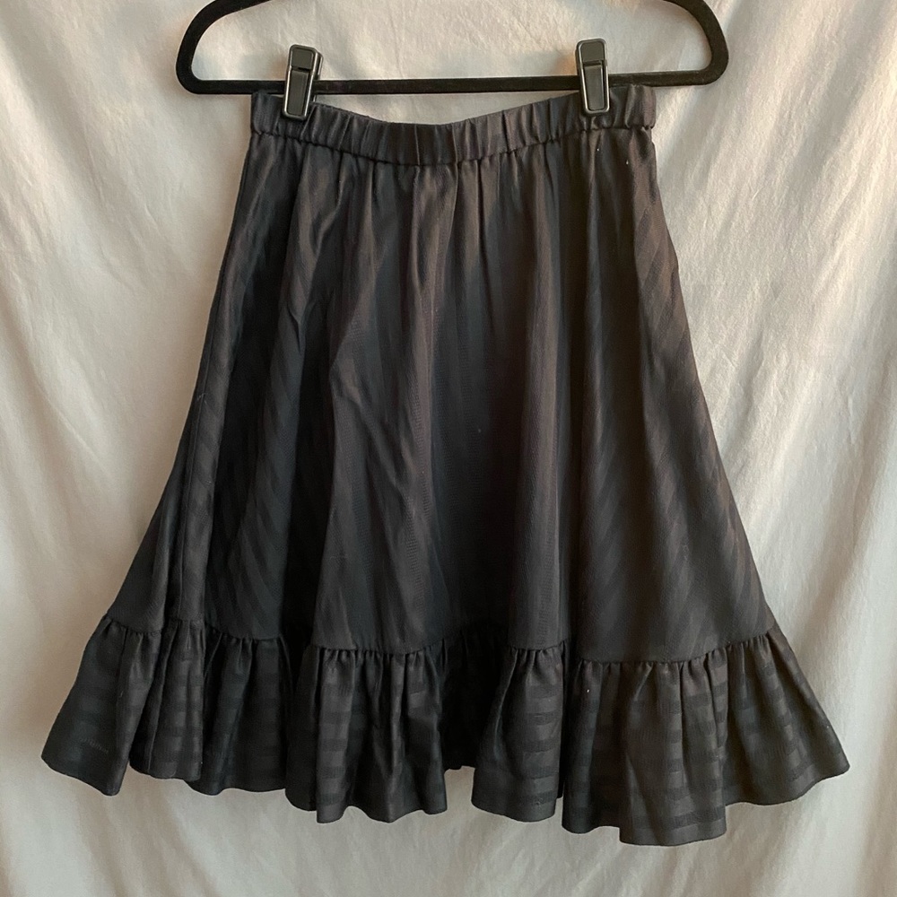 & Other Stories Black A-line Skirt w Ruffle Hem